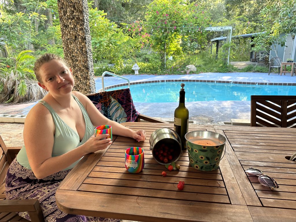 Brianna enjoying Rose Cottage